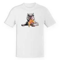 Camiseta Unissex Divertida Cachorro comendo pizza