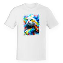 Camiseta Unissex Divertida Gato Splash Art Color