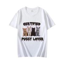 Camiseta Unissex Engraçada Com Meme De Gato, Certificada Como Amante De Gatinhos, Estilo Kawaii