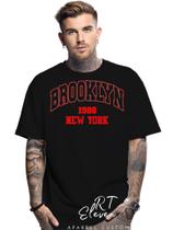 Camiseta unissex estampada Brooklyn 03 100% Algodão Malha 30.1 Camiseta masculina e Feminina