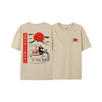 Camiseta Unissex Estilo Japonês JDM GTR Racing Oversized 100% Algodão Moda De Rua Para Casais