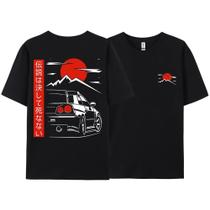 Camiseta Unissex Estilo Japonês JDM GTR Racing Oversized 100% Algodão Moda De Rua Para Casais