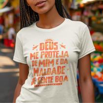 Camiseta Unissex Frase Religiosa Deus Me Proteja Estilo Urbano Confortável Durabilidade Algodão