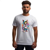 Camiseta Unissex Gato Splash Grafite Camiseta Unissex Gato Splash Grafite