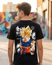 Camiseta Unissex Goku Super Saiyajin I - Premium Tamanho:GGCor:Preto