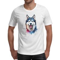Camiseta Unissex Husk Siberiano Watercolor Arte Camiseta Unissex Husk Siberiano Watercolor Arte