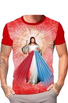 Camiseta Unissex Jesus Misericordioso Estampada Malha Fria