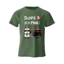 Camiseta Unissex Kawaii Sushi Harajuku Estampada Em Algodão, Macia E Respirável, Gola Redonda, Manga