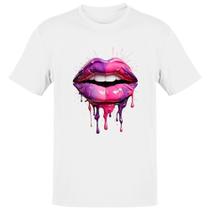 Camiseta Unissex Labios pink e purpura derretendo Camiseta Unissex Labios pink e purpura derretendo