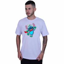 Camiseta Unissex Lilo Stitch Duende Natal