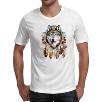 Camiseta Unissex Lobo Nativo Americano Camiseta Unissex Lobo Nativo Americano