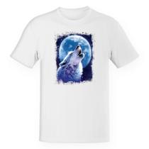 Camiseta Unissex Lobo uivando para lua Camiseta Unissex Lobo uivando para lua