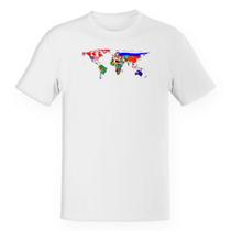 Camiseta Unissex Mapa Mundi Bandeiras