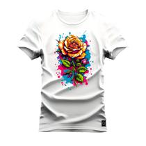 Camiseta Unissex Moda Streetweat Confortável Algodão Rosa Explosiva