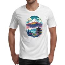 Camiseta Unissex Monte Fuji Watercolor Arte