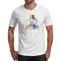 Camiseta Unissex Navio na garrafa travel art Camiseta Unissex Navio na garrafa travel art