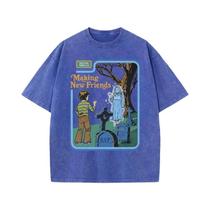 Camiseta Unissex Oversized De Algodão Estilo Hip Hop Respirável Casual Retrô Lavada Para Conhecer