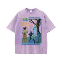 Camiseta Unissex Oversized De Algodão Estilo Hip Hop Respirável Casual Retrô Lavada Para Conhecer