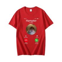 Camiseta Unissex Oversized Streetwear Com Estampa De Hamster Meme E Câmera Frontal - Camiseta De