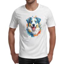 Camiseta Unissex Pastor-australiano Watercolor Arte - Alearts