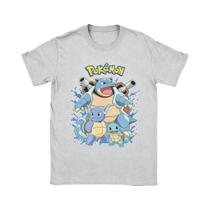 Camiseta Unissex Pokemon Blastoise Evolution Com Estampa Squirtle Wartortle, Manga Curta, Camiseta