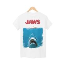 Camiseta Unissex Preta De Algodão Com Pôster Do Filme Jaws, Casual, Streetwear, Moda Para Quatro Camiseta Unissex Preta De Algodão Com Pôster Do Filme Jaws, Casual, Streetwear, Moda Para Quatro