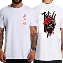 Camiseta Unissex Samurai Mascara Katana Blusa Streetwear algodão fio 30.01 camisa