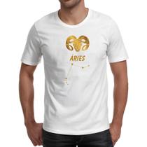 Camiseta Unissex Signo Aries Constelacao Dourada Camiseta Unissex Signo Aries Constelacao Dourada