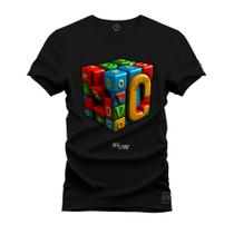 Camiseta Unissex T-Shirt 100% Algodão Estampada Cubo Quadrado