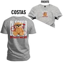 Camiseta Unissex T-Shirt 100% Algodão Estampada Urso Bleased Frente e Costas