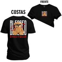 Camiseta Unissex T-Shirt 100% Algodão Estampada Urso Bleased Frente e Costas