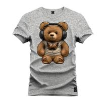 Camiseta Unissex T-Shirt 100% Algodão Estampada Urso De Fone