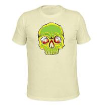 Camiseta Unissex Tecido Macio Estampada Cranio