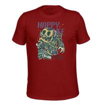 Camiseta Unissex Tecido Macio Estampada Happy life