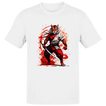 Camiseta Unissex Tigre samurai splash arte