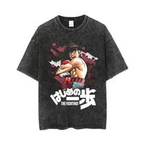 Camiseta Unissex Vintage De Algodão Lavado Anime Hajime No Ippo Kamogawa Boxing Gym Y2K Hip Hop Top