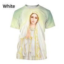 Camiseta Unissex Virgem Maria T-Shirt Impressão 3D Camiseta Unissex Virgem Maria T-Shirt Impressão 3D
