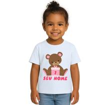 Camiseta Ursinha Caixa Rosa Urso Estampa Personalizada Camiseta Ursinha Caixa Rosa Urso Estampa Personalizada