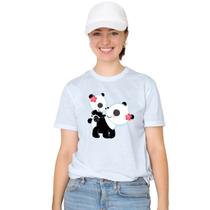Camiseta Ursinhas Panda Mãe e Filha Camisa Personalizada Blusa Adulto Algodão com Poliéster