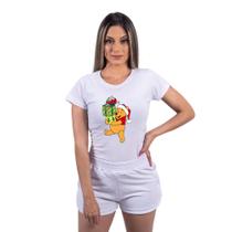 Camiseta Ursinho Pooh Personalizada de Natal Desenho Animado Adulto e Infantil