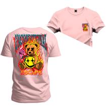 Camiseta Urso Fogão Fire Cabuloso Frente e Costas Algodão Estampada Unissex Nexstar Varias Cores