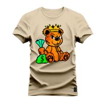 Camiseta Urso King Algodão Confortável Estampada Gola Redonda