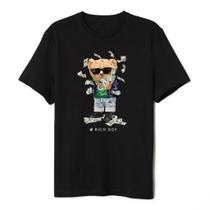 Camiseta Urso Masculina Preta Estilo Streetwear