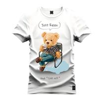 Camiseta Urso Ralaxado Confortável Estampada Nexstar 100% Algodão