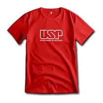 Camiseta USP Logo Frente Grande Malha 100% Algodão Premium