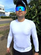 Camiseta UV Branca Masculina Manga Longa com Proteção Solar FPU50+ evebeach*