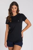 Camiseta UV DRY Raglan Manga Curta Feminina Preto