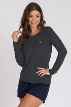Camiseta UV DRY Raglan Manga Longa Feminina Chumbo Camiseta UV DRY Raglan Manga Longa Feminina Chumbo