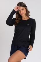 Camiseta UV DRY Raglan Manga Longa Feminina Preto Camiseta UV DRY Raglan Manga Longa Feminina Preto