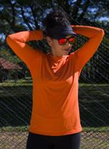 Camiseta UV Laranja Feminina Manga Longa com Proteção Solar FPU50+ evebeach* Camiseta UV Laranja Feminina Manga Longa com Proteção Solar FPU50+ evebeach*